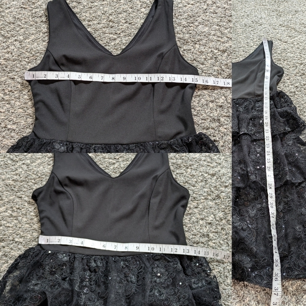 Julia Jordan black tiered layered sequin fit & flare v neck knee length dress 4 - Picture 10 of 10